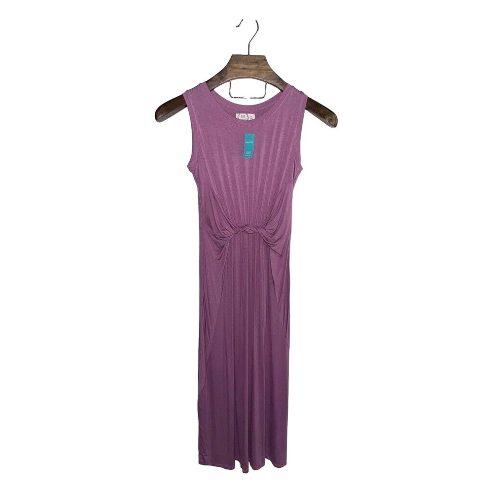 Midi Dress Sz XS Sleeveless Tank Twist Front Knit Casual Purple Minimalist NWT - Picture 6 of 9